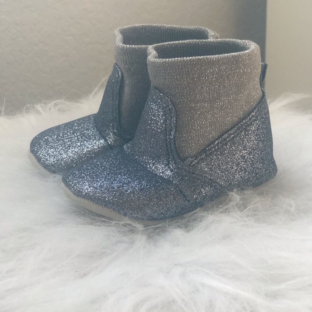 Little Me Soft Boots, Silver Sparkle color, size 2